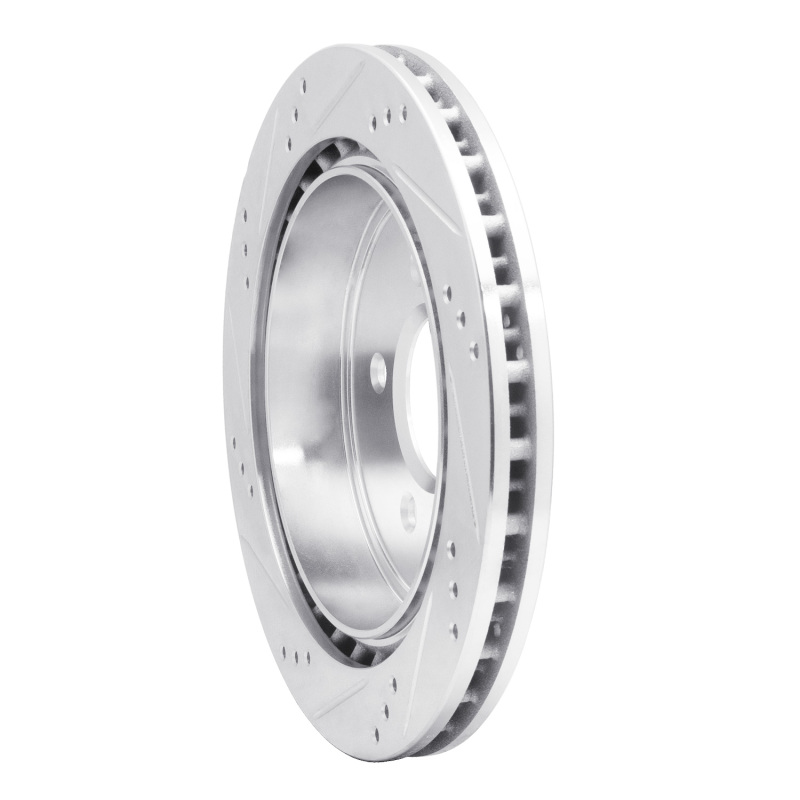 Cadillac CTS Brake Rotor (1) - Rear Right - R1 Concepts - Drilled & Slotted - Silver - `03-`11